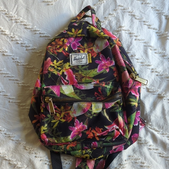 Herschel Supply Co. Nova Mini Backpack Black Tropical Hawaiian Floral Print - Picture 6 of 14